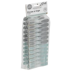 Etendoir À Linge|5Five Lot de 24 pinces à linge en plastique Rubber -