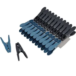 Paris Prix Lot de 24 Pinces à Linge "Rondes" 8cm Anthracite & Bleu Paon