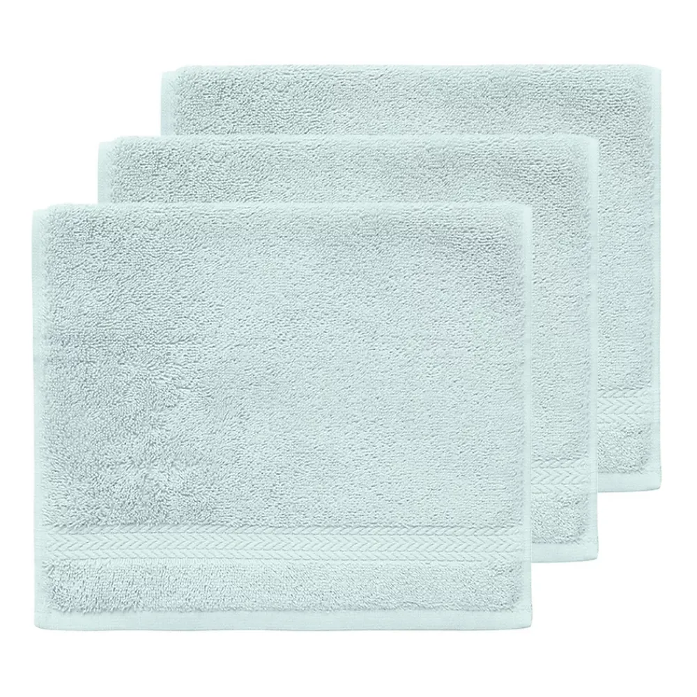 Sensei Maison Lot de 3 serviettes invité 550 g/m² Bleu Arctic 30x50 cm LUXURY
