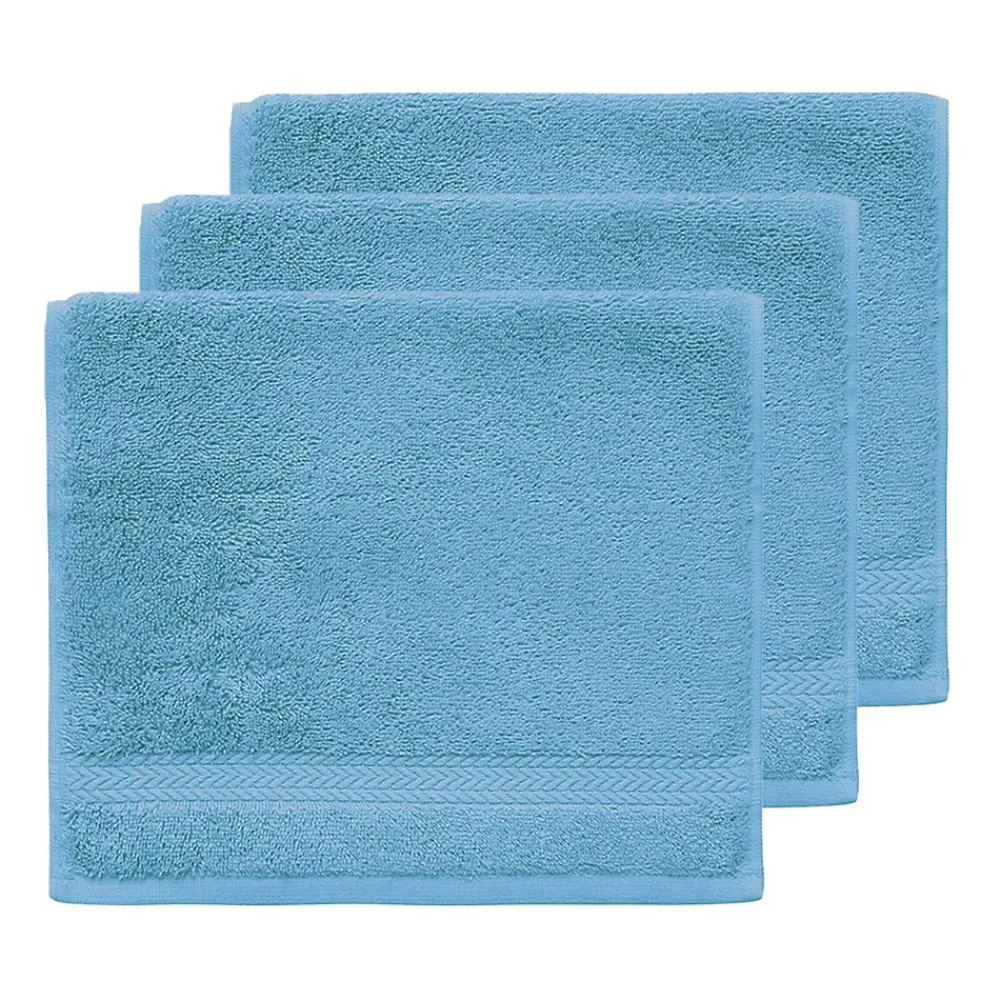 Serviette De Toilette|Sensei Maison Lot de 3 serviettes invité 550 g/m² Cobalt 30x50 cm LUXURY