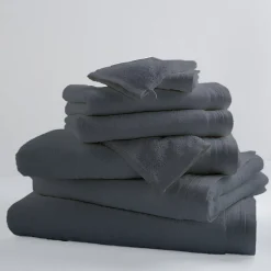 Serviette De Bain|Tradilinge Lot de 2 Serviettes Invités Unies et Colorées (33x50 cm - Noir)