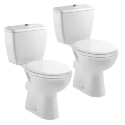 Jacob Delafon Lot de 2 WC à poser sortie horizontale Eolia avec abattant