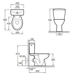 Jacob Delafon Lot de 2 WC à poser sortie horizontale Eolia avec abattant
