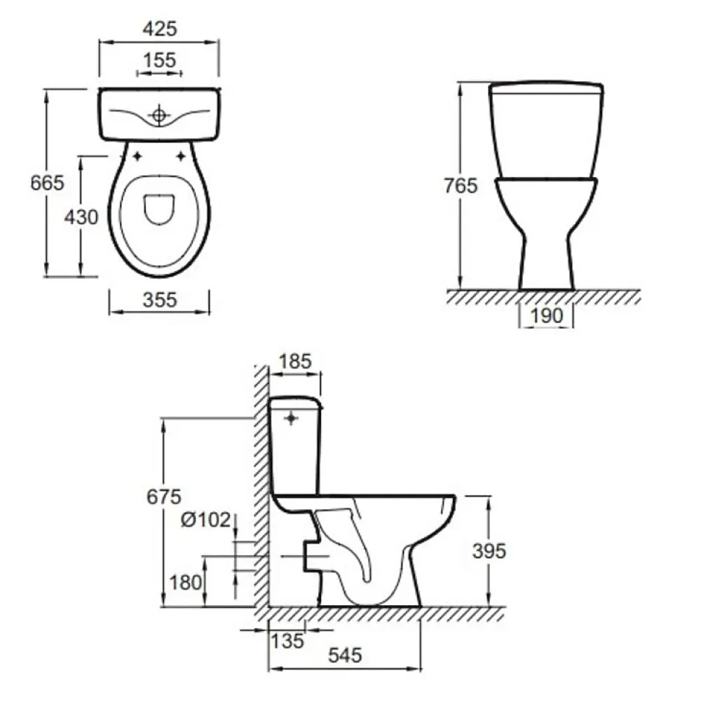 Jacob Delafon Lot de 2 WC à poser sortie horizontale Eolia avec abattant