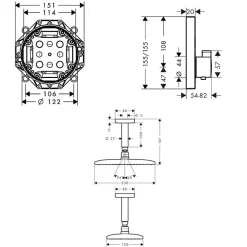 Colonne De Douche Encastrable|Hansgrohe Lot robinet douche encastré thermostatique Ecostat Square + Douche de tête Raindance E 240 fixation plafond