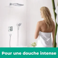 Hansgrohe Lot robinet douche encastré thermostatique Ecostat Square + Douche de tête Raindance E 240