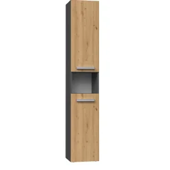 Meuble De Salle De Bains Faible Profondeur|Colonne De Salle De Bains|Topeshop LUANA - Meuble salle de bain 2 portes - 31x30x174 cm - Colonne rangement SDB