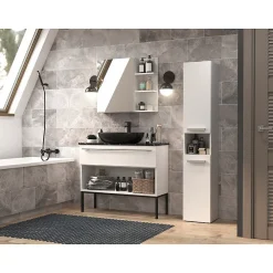 Topeshop LUANA - Meuble salle de bain 2 portes - Dimensions 31x30x174 cm - Colonne rangement SDB