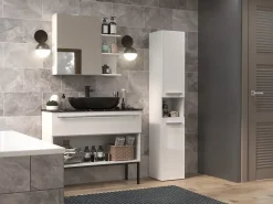Topeshop LUANA - Meuble salle de bain 2 portes - 31x30x174cm - Colonne rangement SDB