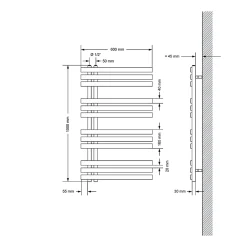 Sèche-Serviettes Mixte|Luxebath Radiateur de Salle de Bain Iron EM 600x1000 mm Anthracite Raccord Central