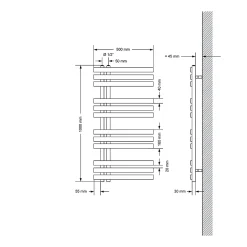 Sèche-Serviettes Mixte|Luxebath Radiateur de Salle de Bain Iron EM 500x1000 mm Anthracite Raccord Central