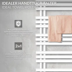 Luxebath Radiateur de Salle de Bain Iron EM 500x1600 mm Blanc Raccord Central au Bas