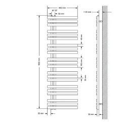 Luxebath Radiateur de Salle de Bain Iron EM 500x1600 mm Blanc Raccord Central au Bas