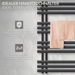Luxebath Radiateur Design Iron EM 500x1000 mm Anthracite Raccord Central au Bas