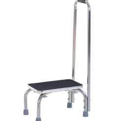 Homcom Marche avec barre d'appui - marchepied de sécurité - marche d'accès au bain - plateforme & patins antidérapants - acier galvanisé