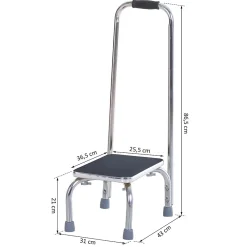 Homcom Marche avec barre d'appui - marchepied de sécurité - marche d'accès au bain - plateforme & patins antidérapants - acier galvanisé