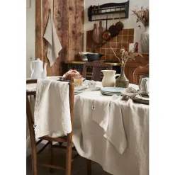 Serviette De Toilette|Altobuy MARGAUX - Lot de 2 Torchons Essuie-vaisselle 50x70cm Lin Lavé Sable