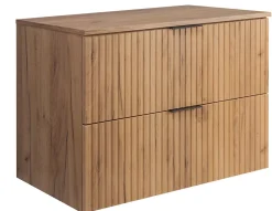 Furnidea Meuble à suspendre FLOW couleur chêne avec le plan 80 cm