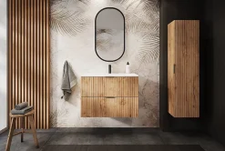 Furnidea Meuble à suspendre FLOW couleur chêne avec le plan 80 cm