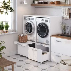 T-Bath Meuble armoire pour machine à laver 67,2x144cm blanc