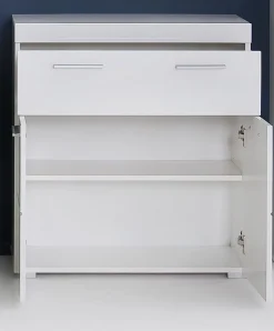 Chb Collection Meuble bas mélaminé blanc. L - H - P : 73 - 79 - 31 cm