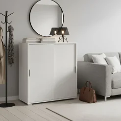Armoire De Salle De Bains|The White Stone Meuble Bas 2 Portes Coulissantes Blanc