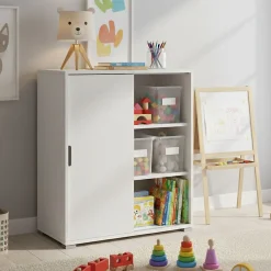 Armoire De Salle De Bains|The White Stone Meuble Bas 2 Portes Coulissantes Blanc