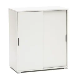 Armoire De Salle De Bains|The White Stone Meuble Bas 2 Portes Coulissantes Blanc
