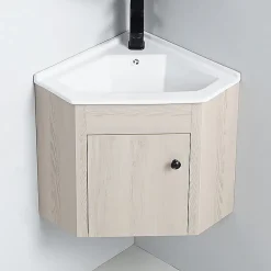 Rue Du Bain Meuble Bas d'angle salle de bain Chêne Gris 42x42 cm - Scandinave