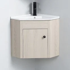 Rue Du Bain Meuble Bas d'angle salle de bain Chêne Gris 42x42 cm - Scandinave