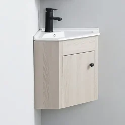 Rue Du Bain Meuble Bas d'angle salle de bain Chêne Gris 42x42 cm - Scandinave