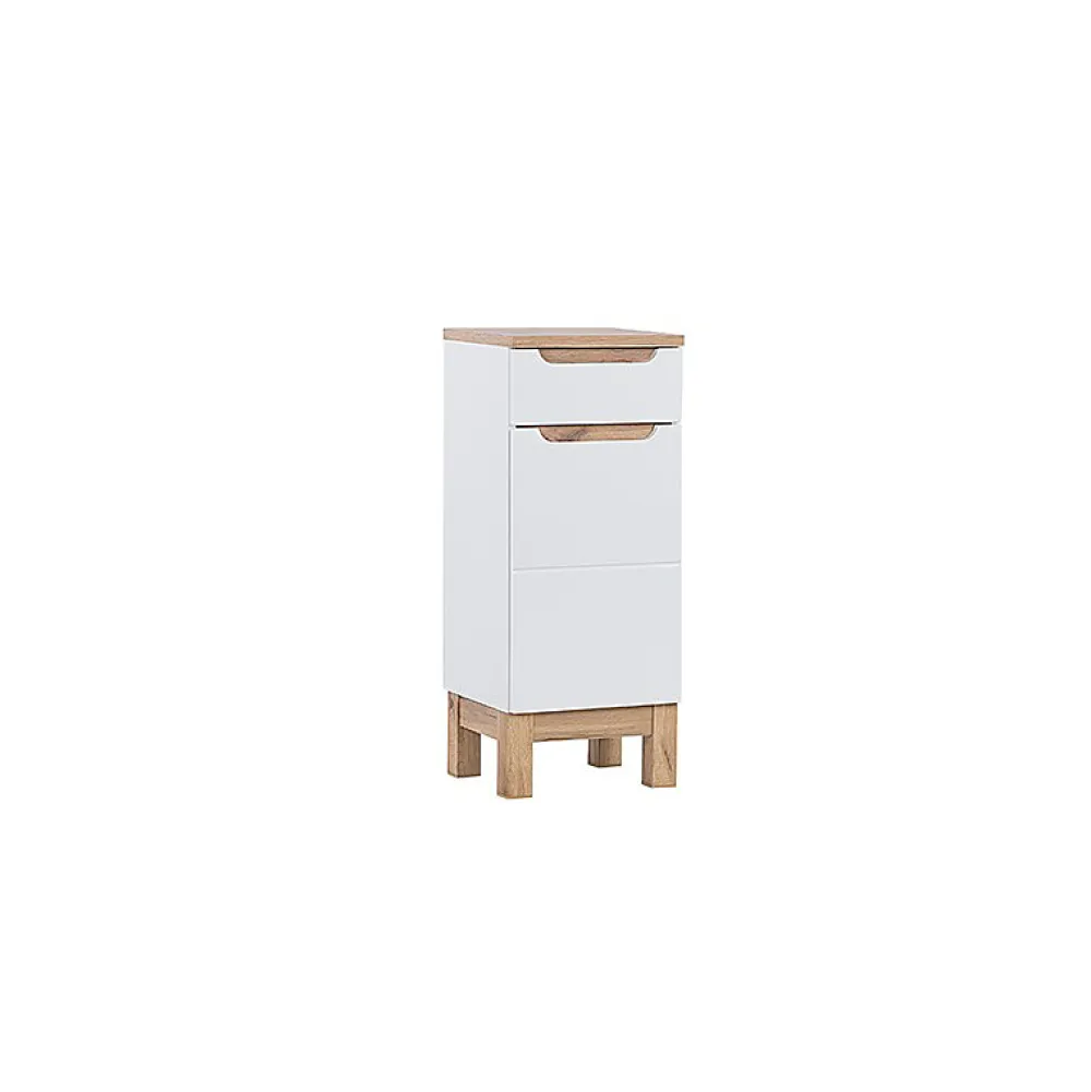 Stellameuble Meuble bas de rangement sur pied pour salle de bain BALI WHITE 35cm