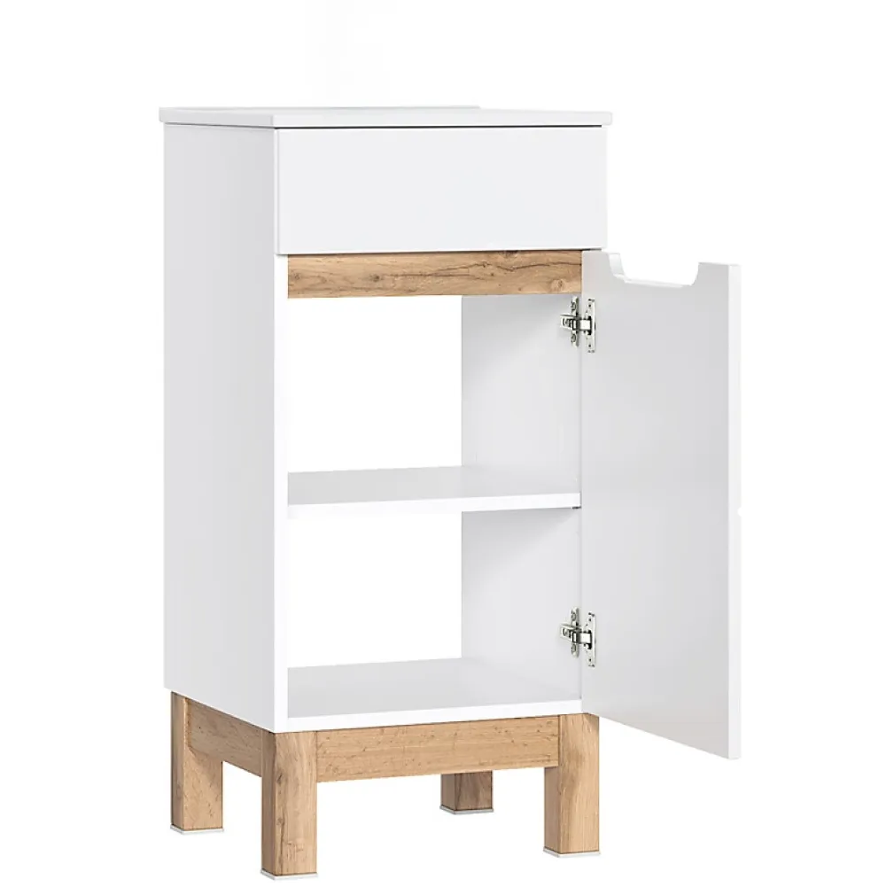 Stellameuble Meuble bas de rangement sur pied pour salle de bain BALI WHITE 35cm