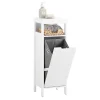Sobuy Meuble Bas de Salle de Bain avec Corbeille à Linge, Armoire Toilette, BZR122-W,