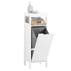 Sobuy Meuble Bas de Salle de Bain avec Corbeille à Linge, Armoire Toilette, BZR122-W,