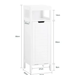 Sobuy Meuble Bas de Salle de Bain avec Corbeille à Linge, Armoire Toilette, BZR122-W,