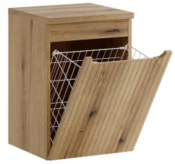 Armoire De Salle De Bains|Furnidea Meuble bas de salle de bain 40 cm avec panier à linge et plan NOVA chêne Coast Evoke