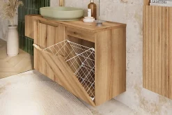 Armoire De Salle De Bains|Furnidea Meuble bas de salle de bain 40 cm avec panier à linge et plan NOVA chêne Coast Evoke