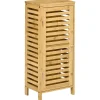 Armoire De Salle De Bains|kleankin Meuble bas de salle de bain une porte - étagère réglable - bois de bambou verni