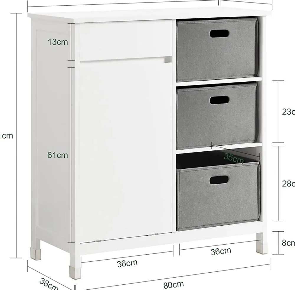 Armoire De Salle De Bains|Sobuy Meuble Bas de Salle de Bain avec 1 Tiroir, 1 Panier à Linge et 3 Panier, BZR77-W,