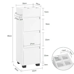 Sobuy Meuble Bas de Salle de Bain avec Tiroir, Compartiments et Porte-Serviette, BZR29-W,