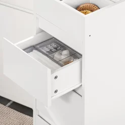 Sobuy Meuble Bas de Salle de Bain avec Tiroir, Compartiments et Porte-Serviette, BZR29-W,