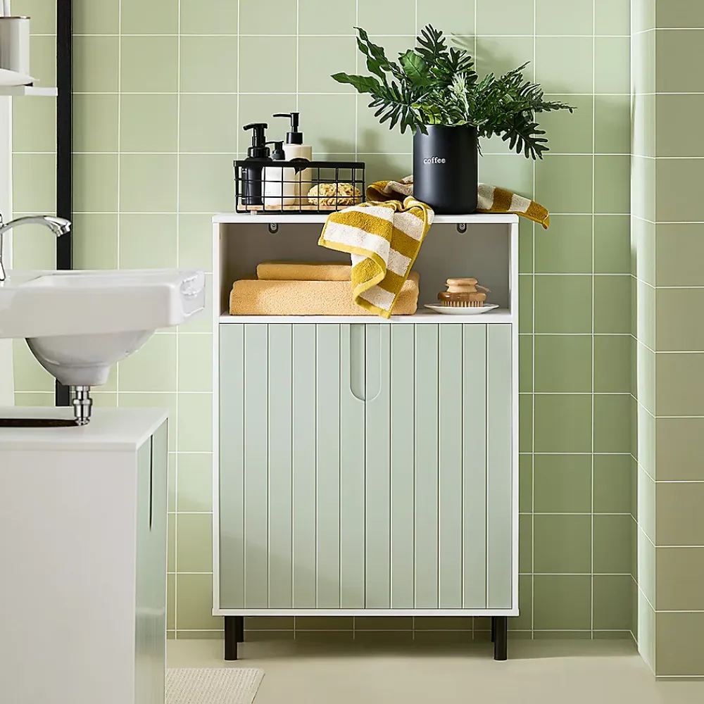 Armoire De Salle De Bains|Sobuy Meuble Bas de Salle de Bain Meuble de Rangement avec 2 Portes, BZR138-GR,