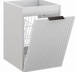 Armoire De Salle De Bains|Furnidea Meuble bas de salle de bain avec panier à linge ADEL BLANC40 cm