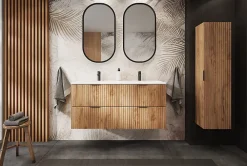 Armoire De Salle De Bains|Furnidea Meuble bas de salle de bain à suspendre avec une porte FLOW CHÊNE 40 cm