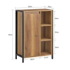 Sobuy Meuble Bas de Salle de Bain avec 3 Compartiments et 1 Panier à Linge, BZR65-PF,