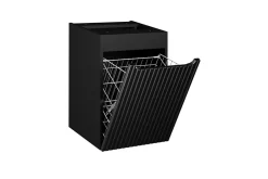 Furnidea Meuble bas de salle de bain avec panier à linge et plan NOVA NOIR 40 cm