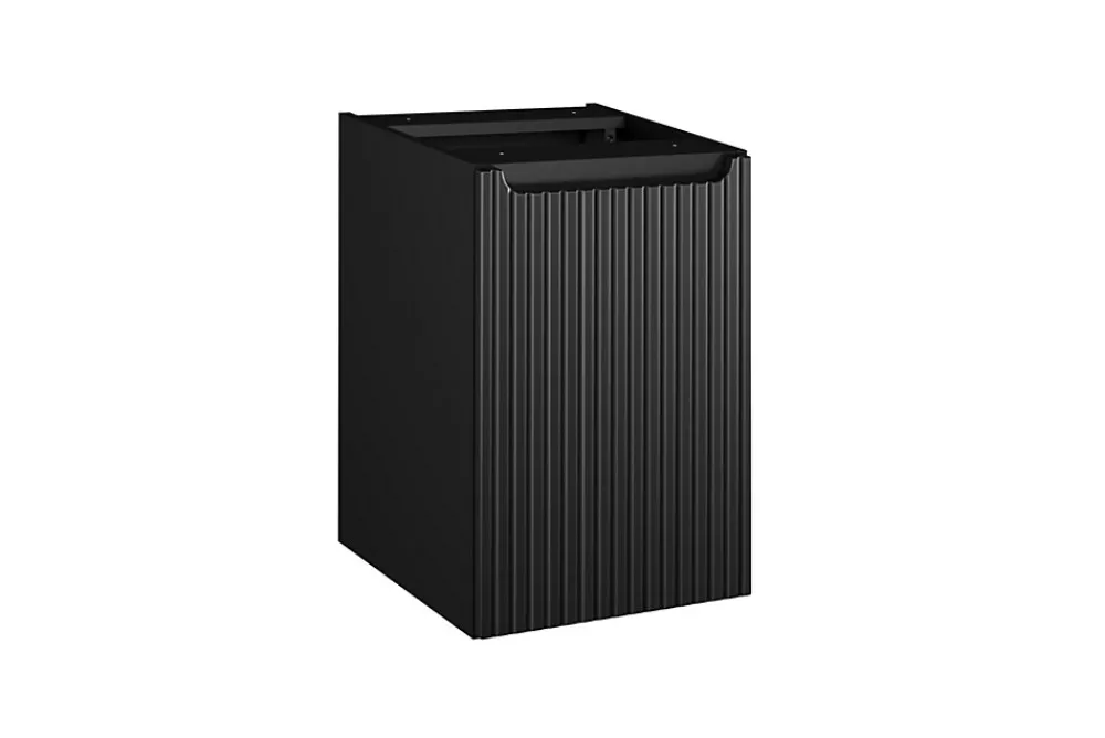Furnidea Meuble bas de salle de bain avec panier à linge et plan NOVA NOIR 40 cm