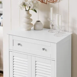 Meuble De Salle De Bains Faible Profondeur|Etagère Salle De Bains|Sobuy Meuble Bas de Salle de Bain Armoire Toilette Buffet Commode, FRG238-W,