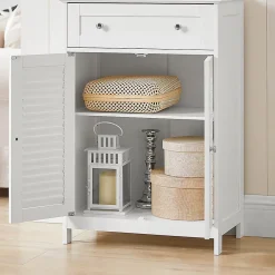 Meuble De Salle De Bains Faible Profondeur|Etagère Salle De Bains|Sobuy Meuble Bas de Salle de Bain Armoire Toilette Buffet Commode, FRG238-W,